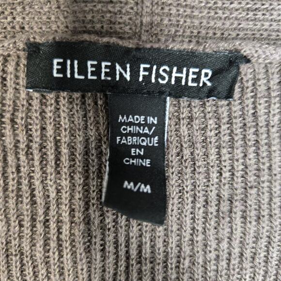 Eileen Fisher Cardigan Sweater Womens Medium Organic Linen Cotton Brown Taupe - Picture 5 of 9